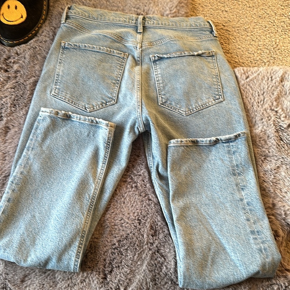 AGOLDE Riley High Rise Button Fly Crop Ankle Ripped Distressed Straight Leg 29 - Picture 6 of 14